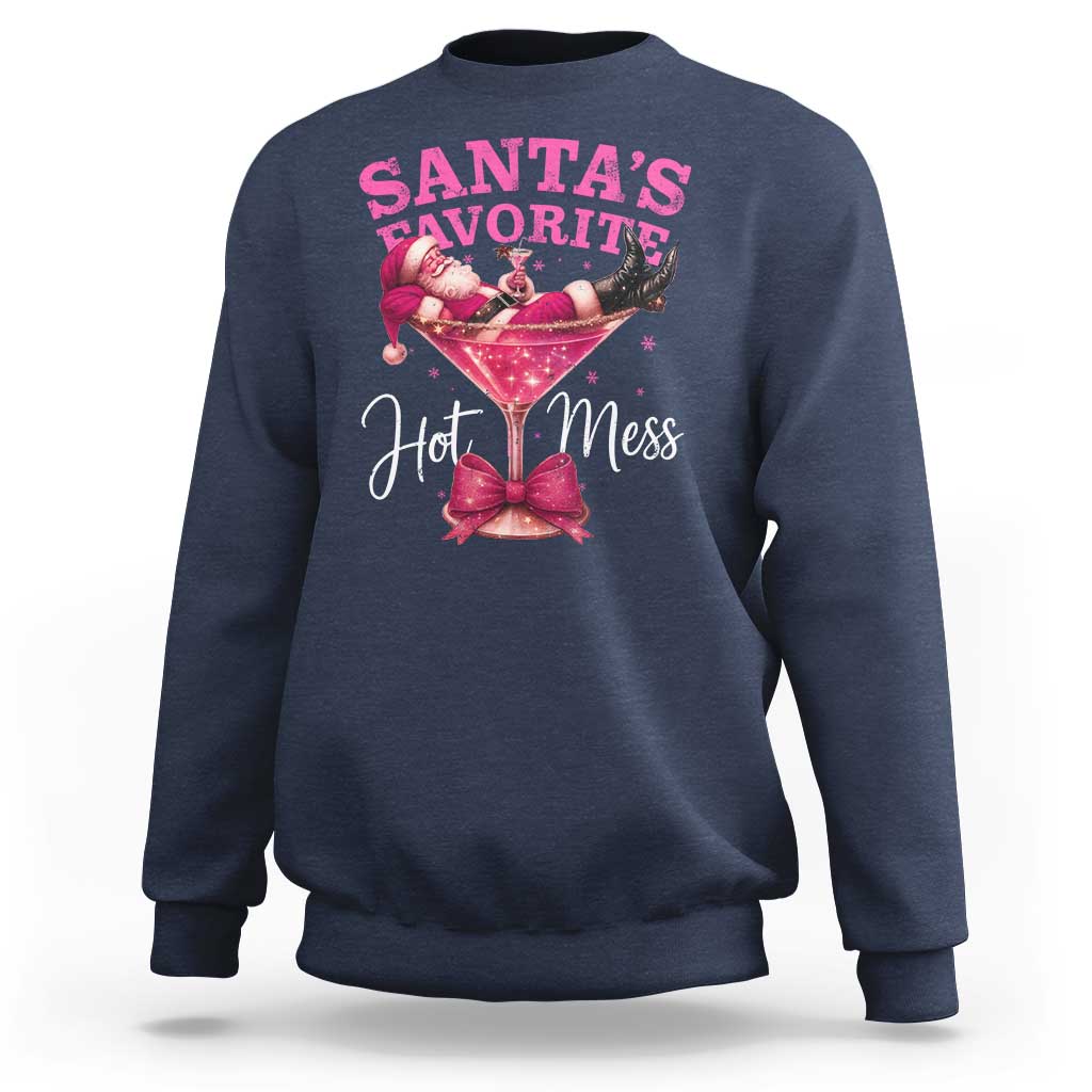Funny Christmas Santas Favorite Hot Mess Sweatshirt Xmas Drinking Party - Wonder Print Shop