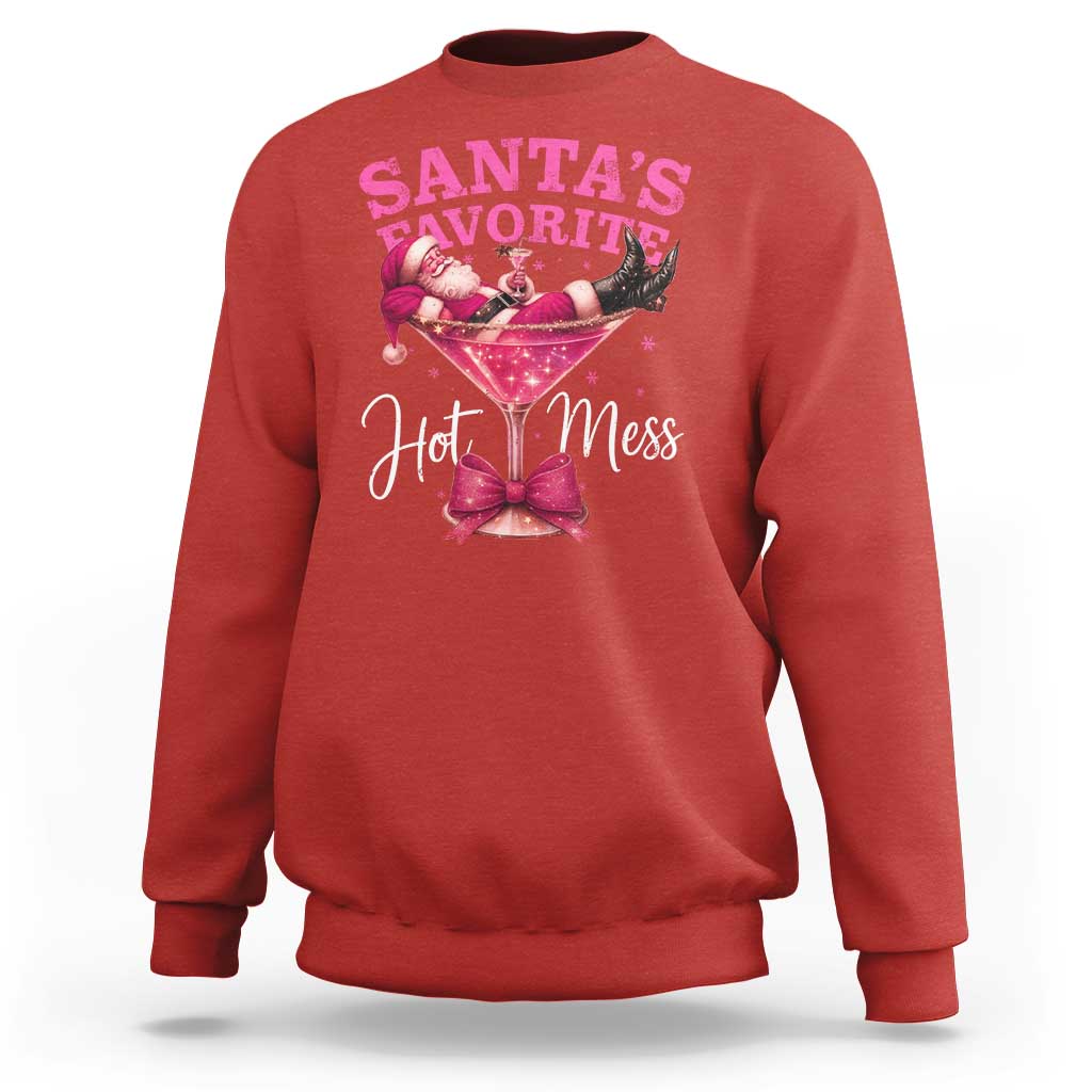Funny Christmas Santas Favorite Hot Mess Sweatshirt Xmas Drinking Party - Wonder Print Shop