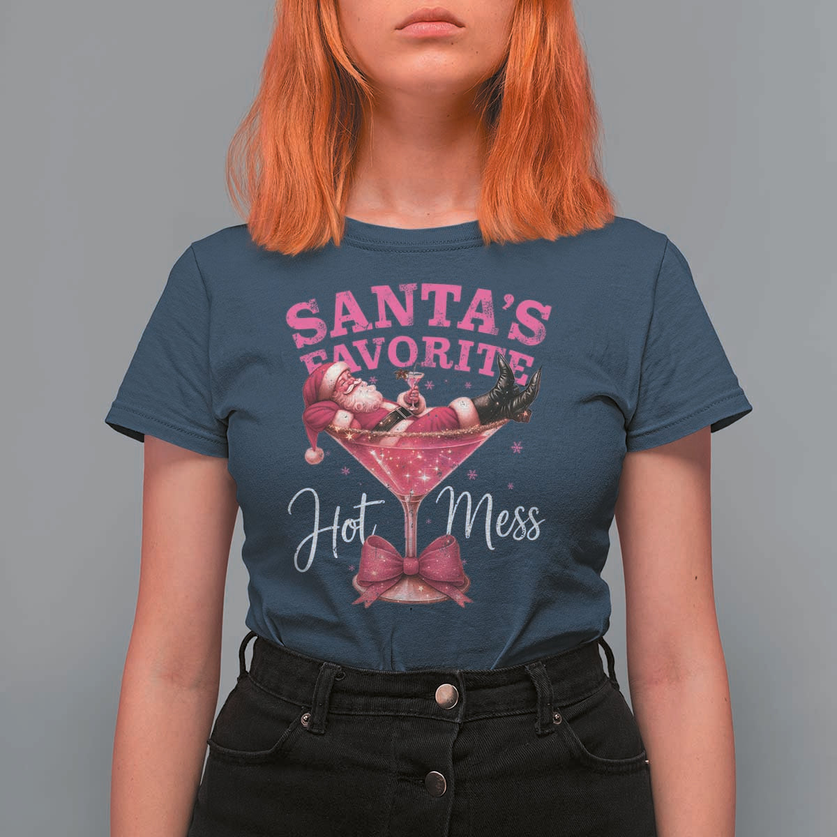 Funny Christmas Santas Favorite Hot Mess T Shirt For Women Xmas Drinking Party - Wonder Print Shop