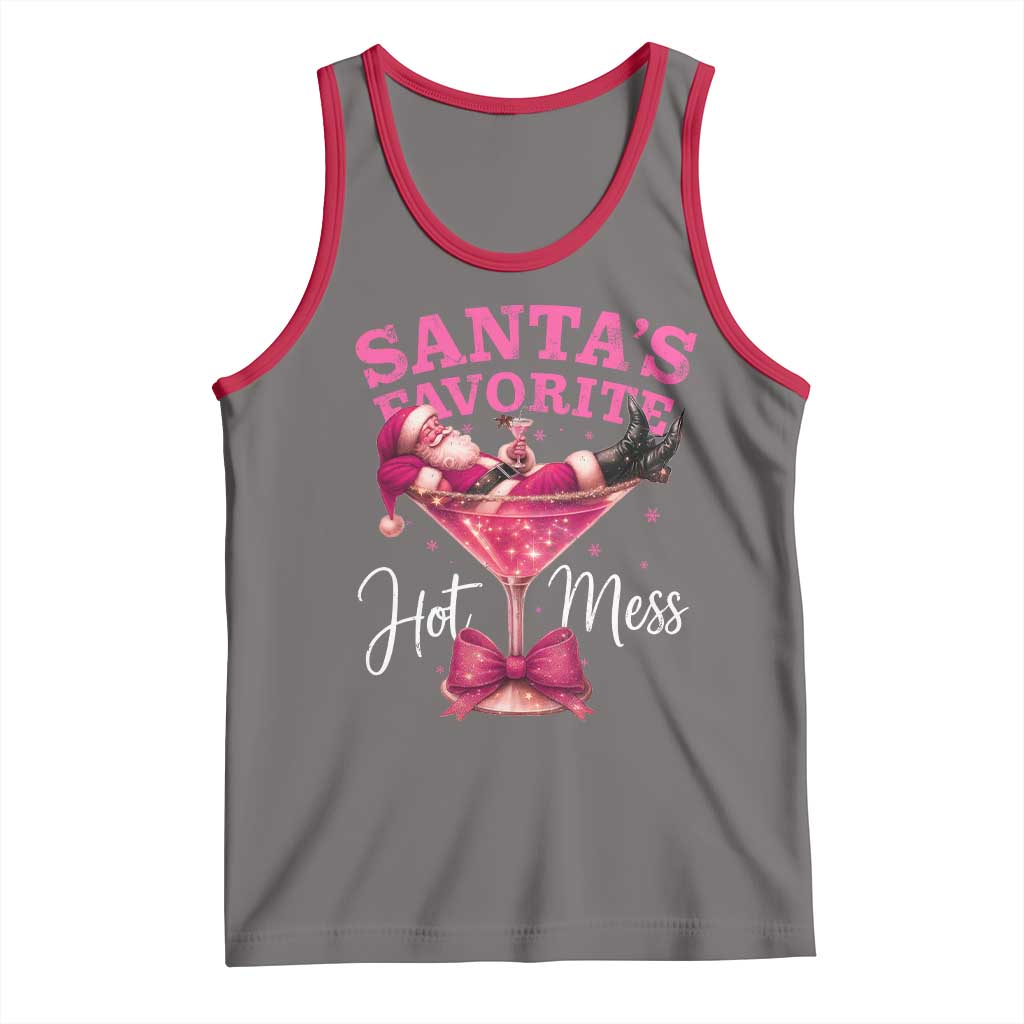 Funny Christmas Santas Favorite Hot Mess Tank Top Xmas Drinking Party - Wonder Print Shop