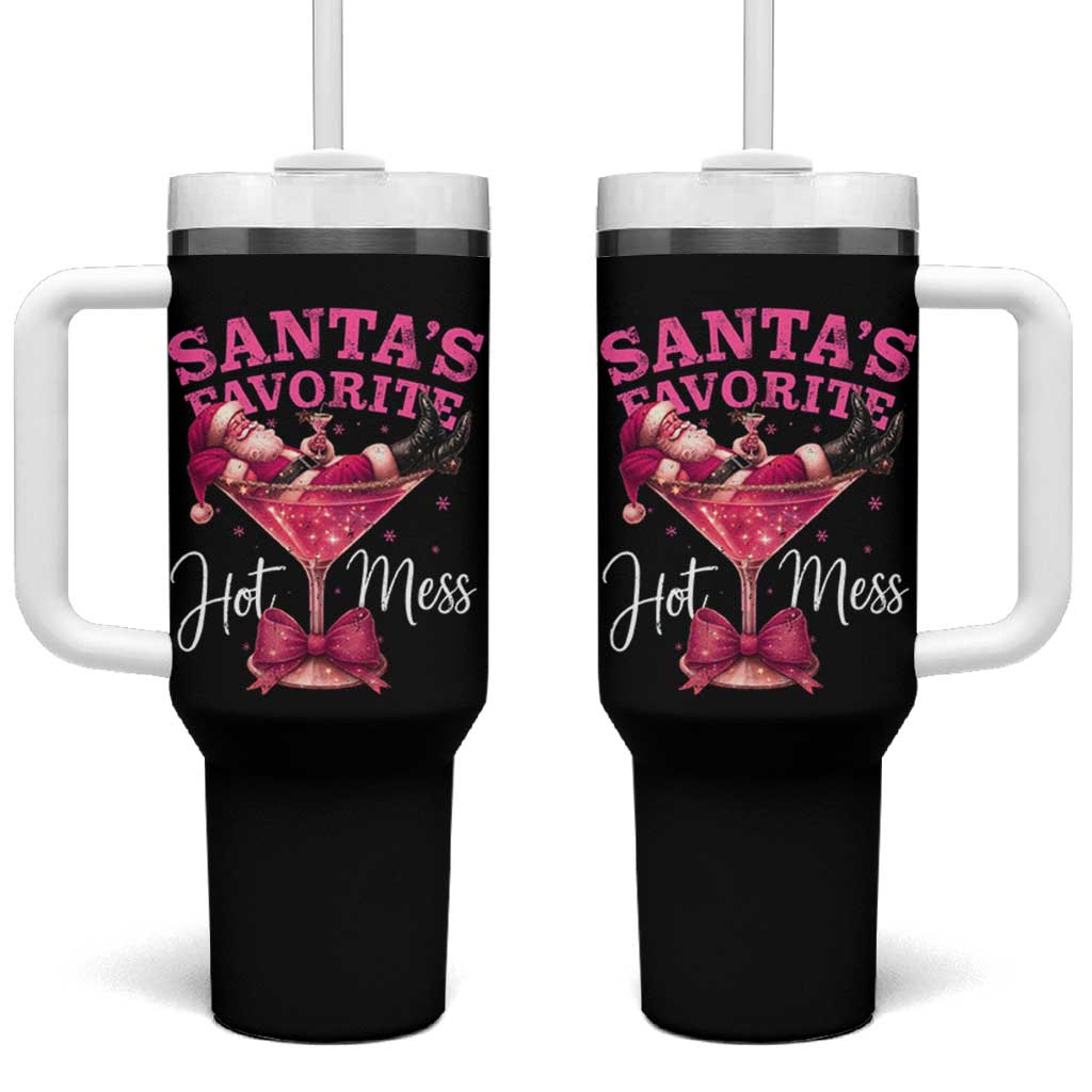 Funny Christmas Santas Favorite Hot Mess Tumbler With Handle Xmas Drinking Party - Wonder Print Shop