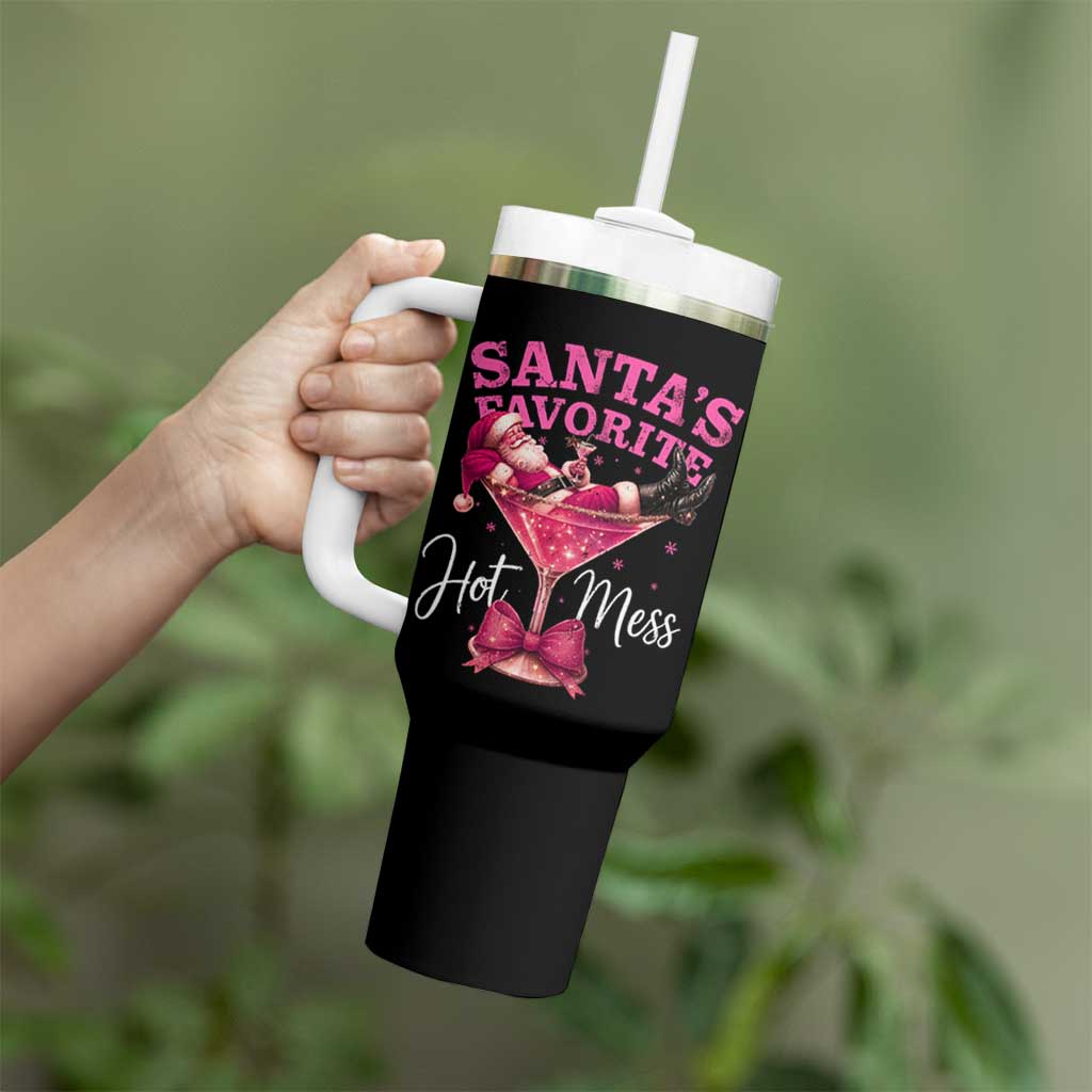 Funny Christmas Santas Favorite Hot Mess Tumbler With Handle Xmas Drinking Party - Wonder Print Shop