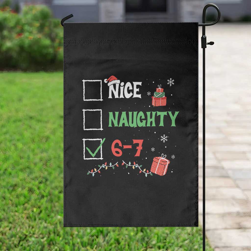 Funny 67 Christmas Garden Flag Nice Naughty 67 Xmas Checklist - Wonder Print Shop
