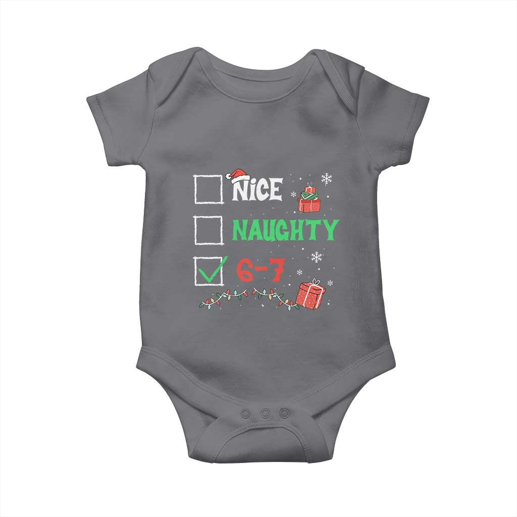 Funny 67 Christmas Baby Onesie Nice Naughty 67 Xmas Checklist - Wonder Print Shop