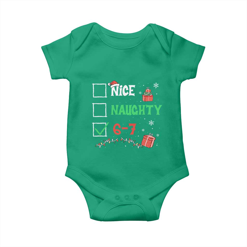 Funny 67 Christmas Baby Onesie Nice Naughty 67 Xmas Checklist - Wonder Print Shop