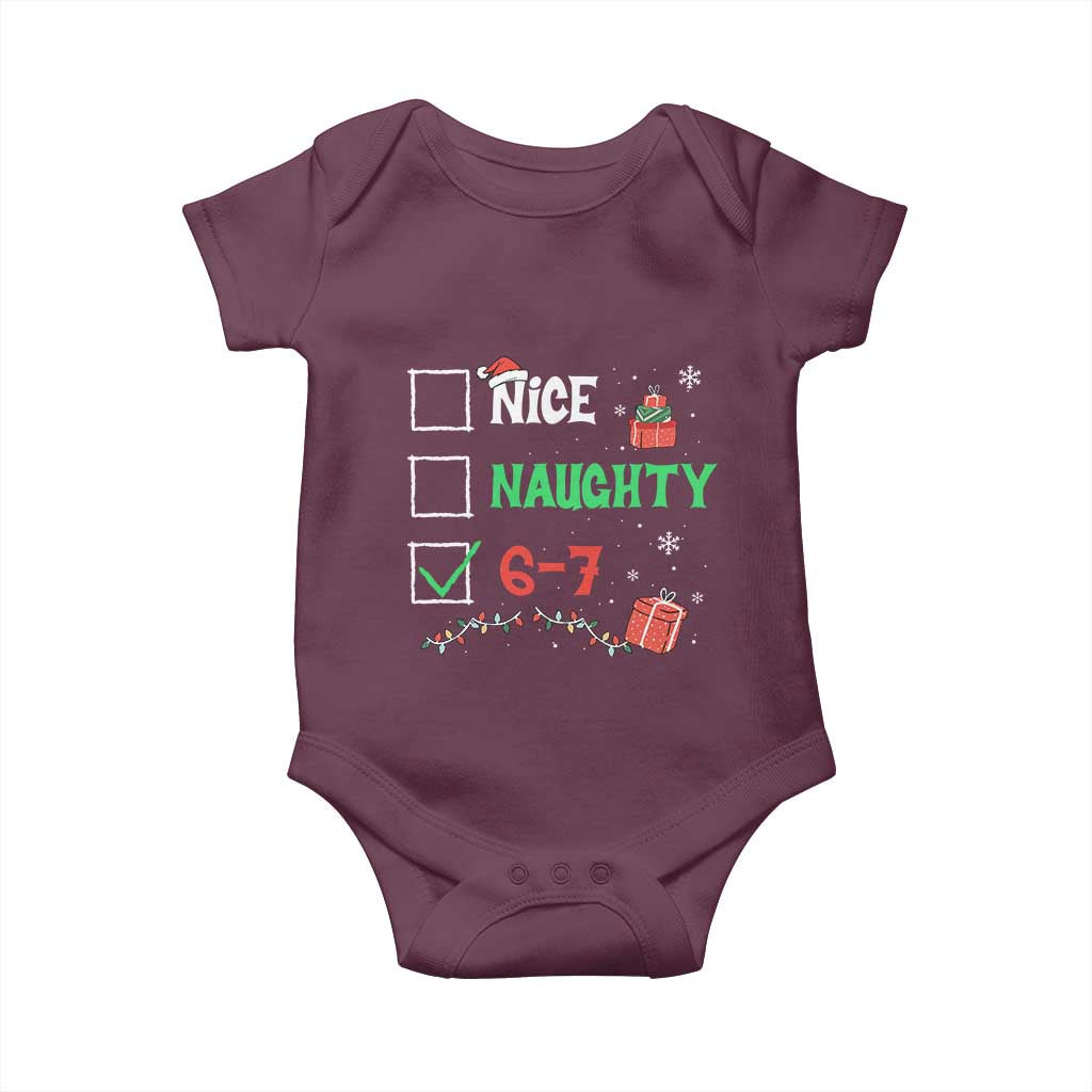 Funny 67 Christmas Baby Onesie Nice Naughty 67 Xmas Checklist - Wonder Print Shop