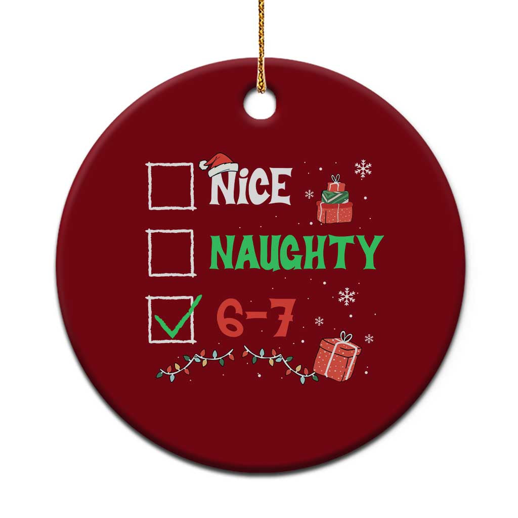 Funny 67 Christmas Ceramic Ornament Nice Naughty 67 Xmas Checklist - Wonder Print Shop