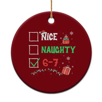 Funny 67 Christmas Ceramic Ornament Nice Naughty 67 Xmas Checklist - Wonder Print Shop
