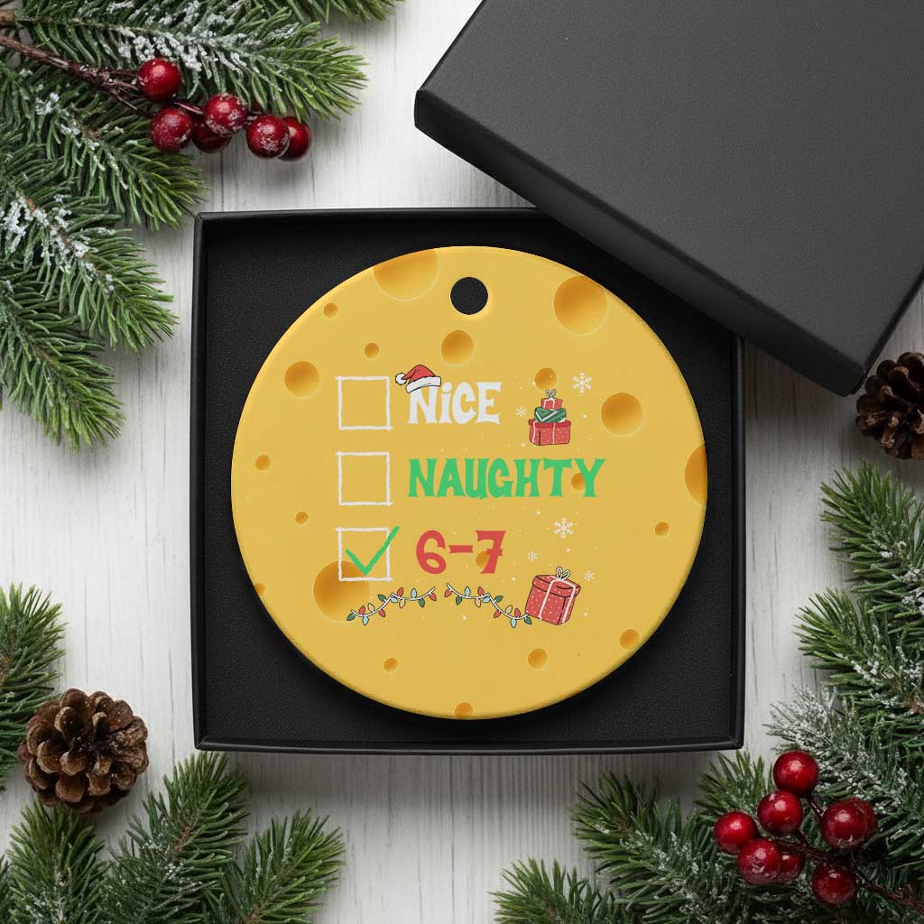 Funny 67 Christmas Ceramic Ornament Nice Naughty 67 Xmas Checklist - Wonder Print Shop