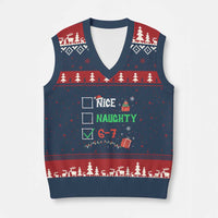 Funny 67 Christmas V-Neck Knit Sweater Vest Nice Naughty 67 Xmas Checklist - Wonder Print Shop