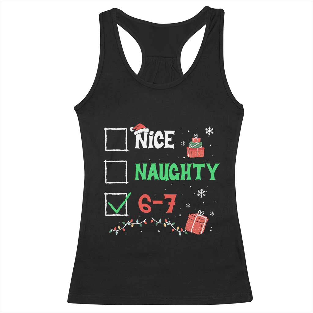 Funny 67 Christmas Racerback Tank Top Nice Naughty 67 Xmas Checklist - Wonder Print Shop