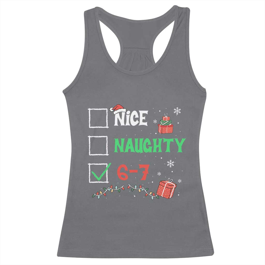 Funny 67 Christmas Racerback Tank Top Nice Naughty 67 Xmas Checklist - Wonder Print Shop