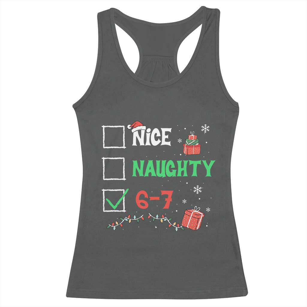 Funny 67 Christmas Racerback Tank Top Nice Naughty 67 Xmas Checklist - Wonder Print Shop