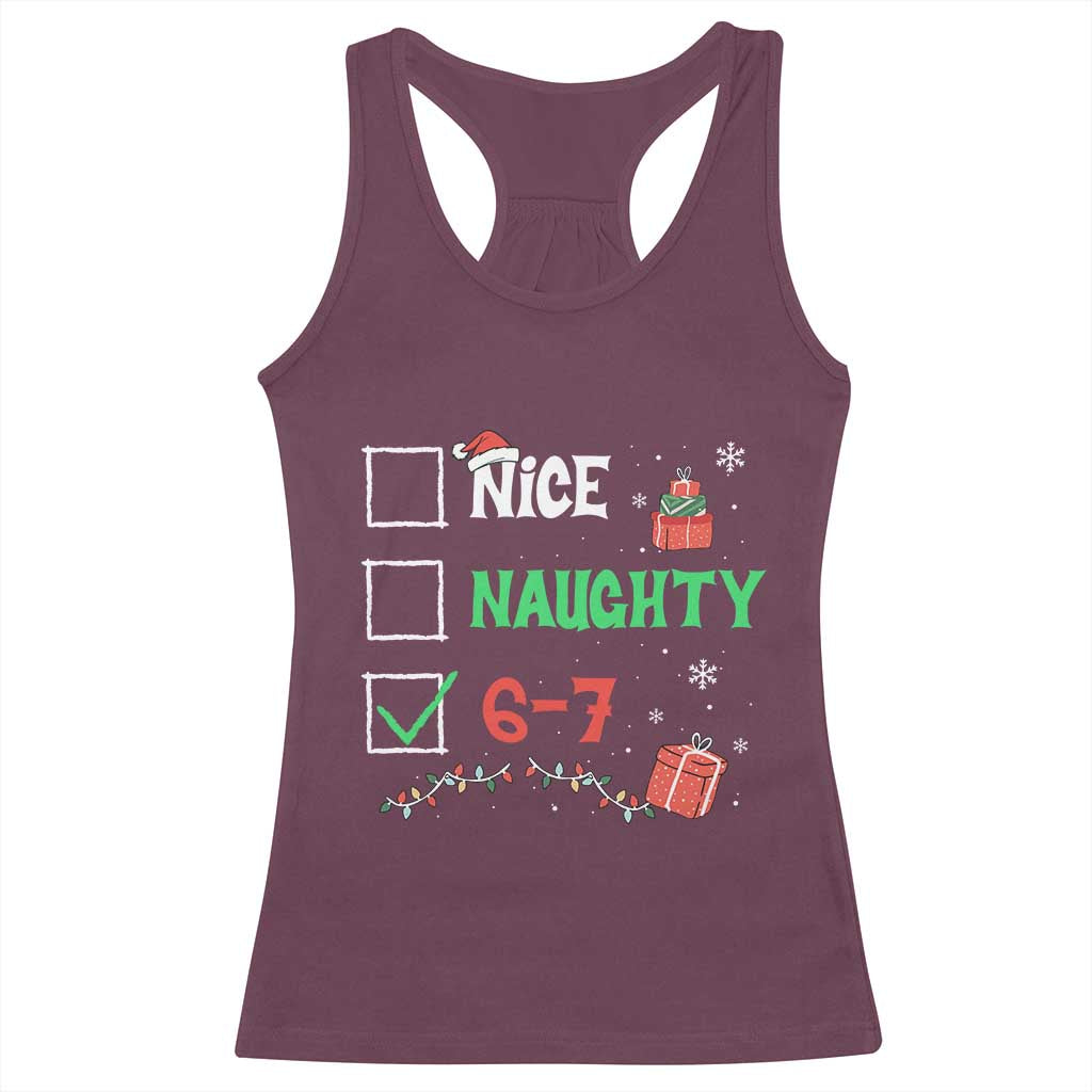 Funny 67 Christmas Racerback Tank Top Nice Naughty 67 Xmas Checklist - Wonder Print Shop