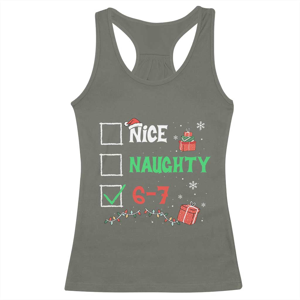 Funny 67 Christmas Racerback Tank Top Nice Naughty 67 Xmas Checklist - Wonder Print Shop