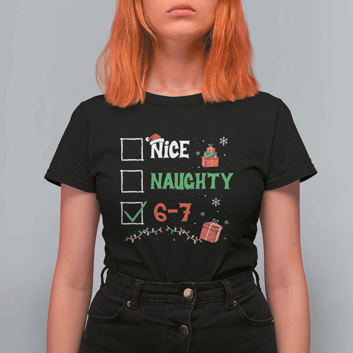 Funny 67 Christmas T Shirt For Women Nice Naughty 67 Xmas Checklist - Wonder Print Shop