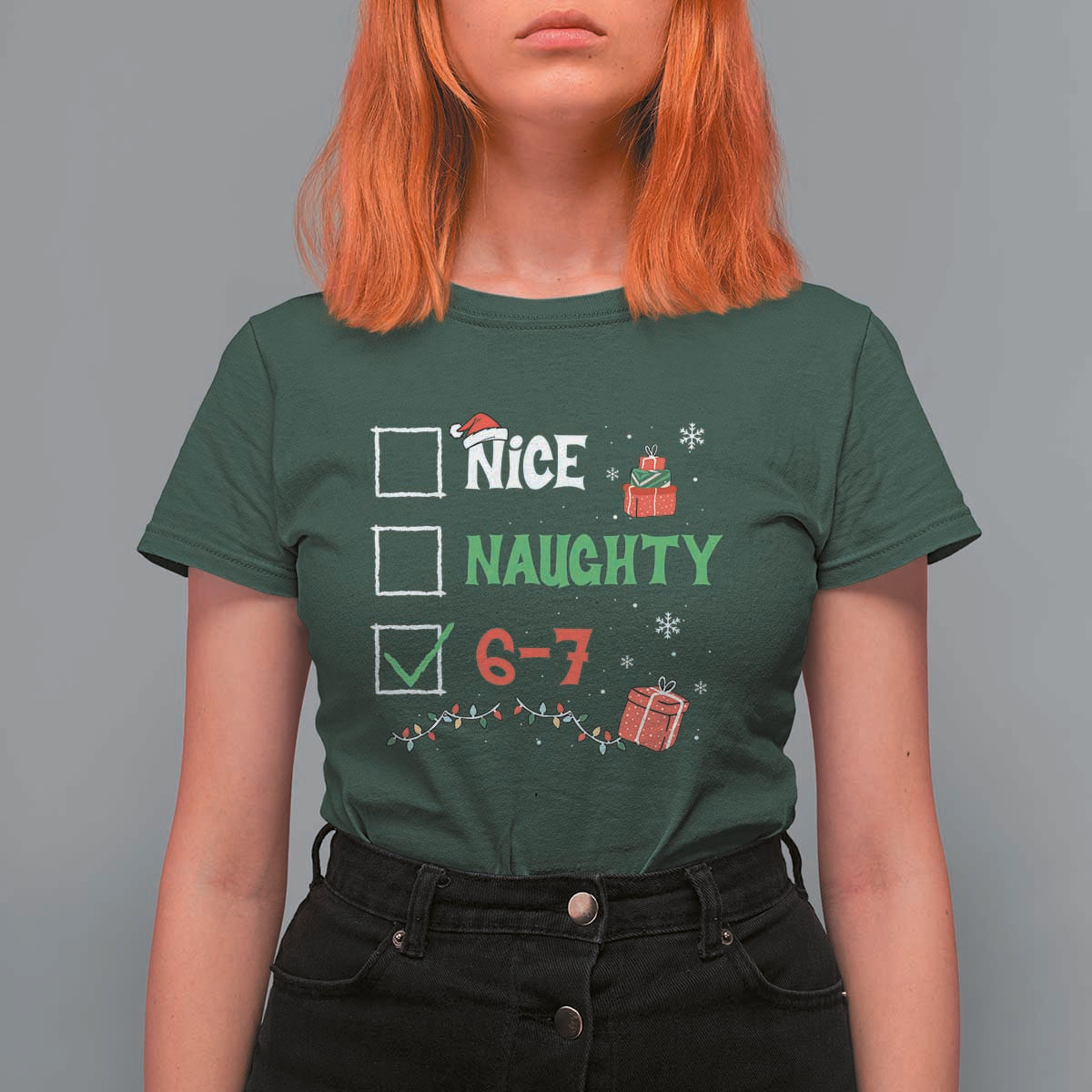 Funny 67 Christmas T Shirt For Women Nice Naughty 67 Xmas Checklist - Wonder Print Shop