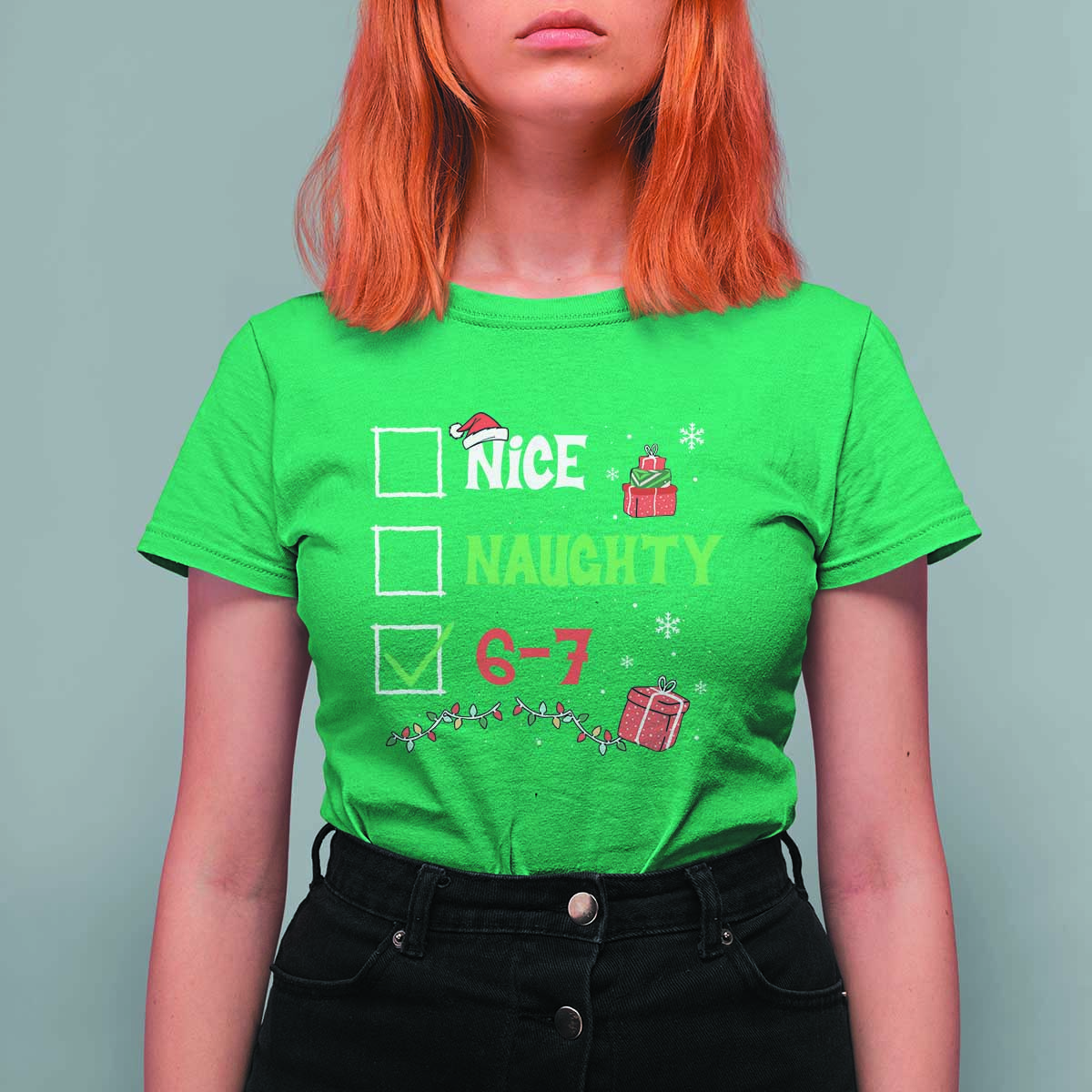 Funny 67 Christmas T Shirt For Women Nice Naughty 67 Xmas Checklist - Wonder Print Shop