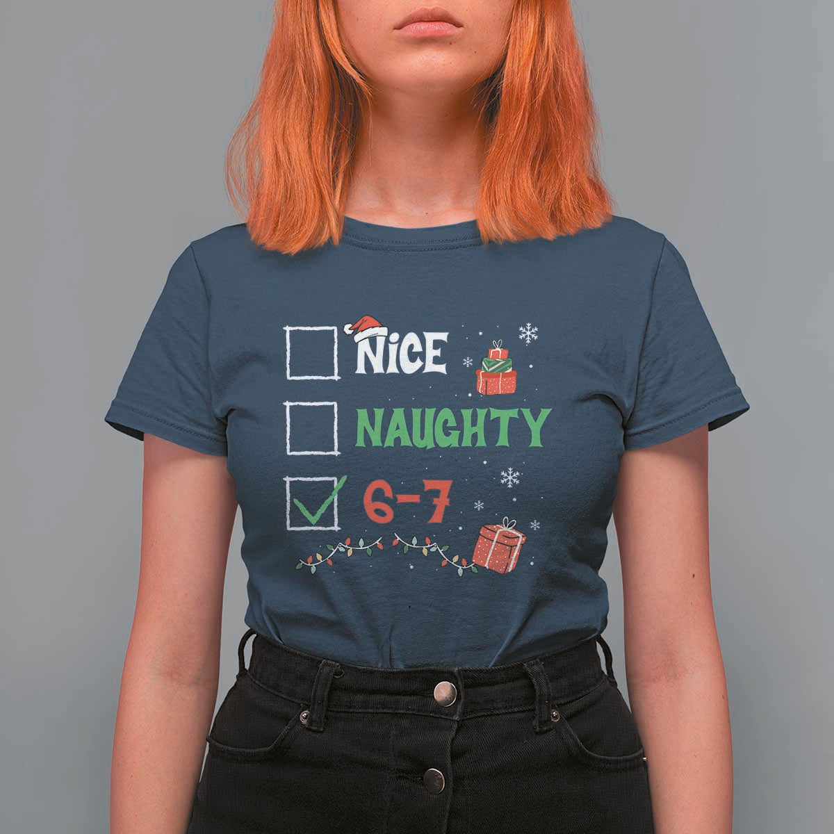 Funny 67 Christmas T Shirt For Women Nice Naughty 67 Xmas Checklist - Wonder Print Shop