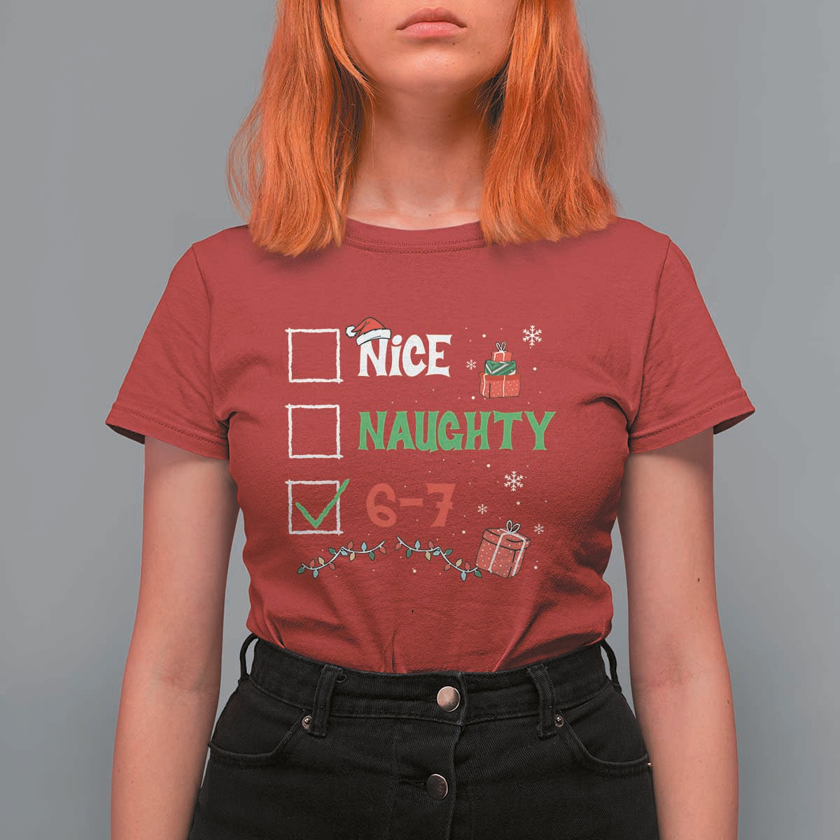 Funny 67 Christmas T Shirt For Women Nice Naughty 67 Xmas Checklist - Wonder Print Shop