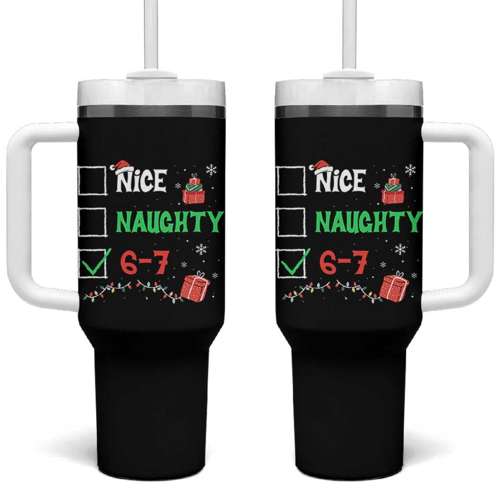 Funny 67 Christmas Tumbler With Handle Nice Naughty 67 Xmas Checklist - Wonder Print Shop