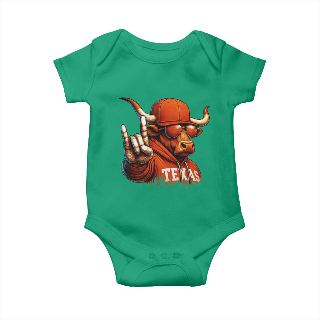 Texas Fan Baby Onesie Orange Longhorns Cow Texas Pride Sport Lover - Wonder Print Shop