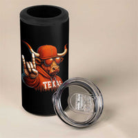 Texas Fan 4 in 1 Can Cooler Tumbler Orange Longhorns Cow Texas Pride Sport Lover - Wonder Print Shop