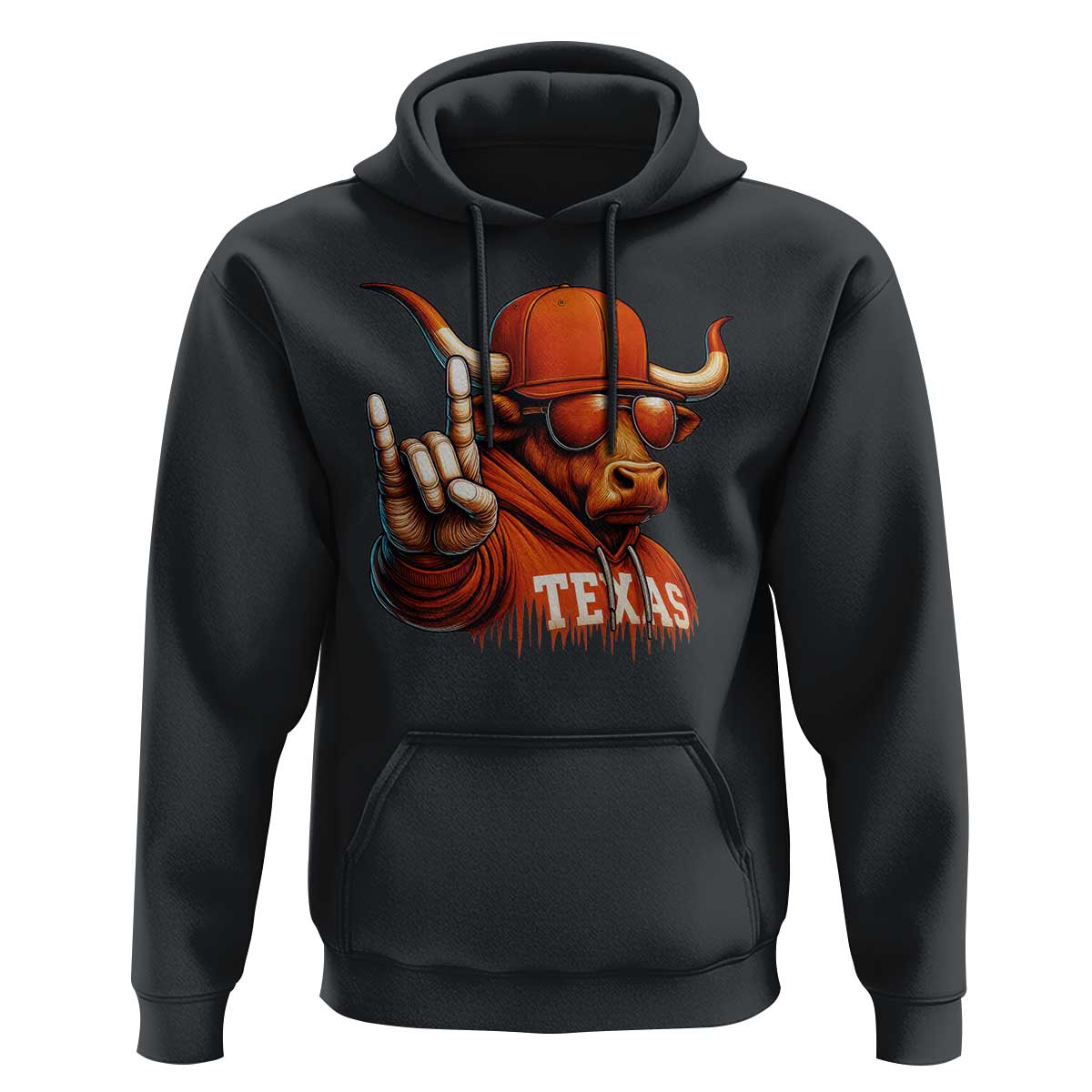 Texas Fan Hoodie Orange Longhorns Cow Texas Pride Sport Lover - Wonder Print Shop