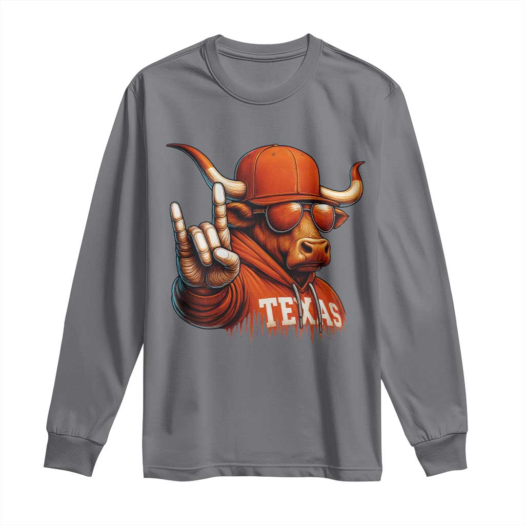 Texas Fan Long Sleeve Shirt Orange Longhorns Cow Texas Pride Sport Lover - Wonder Print Shop