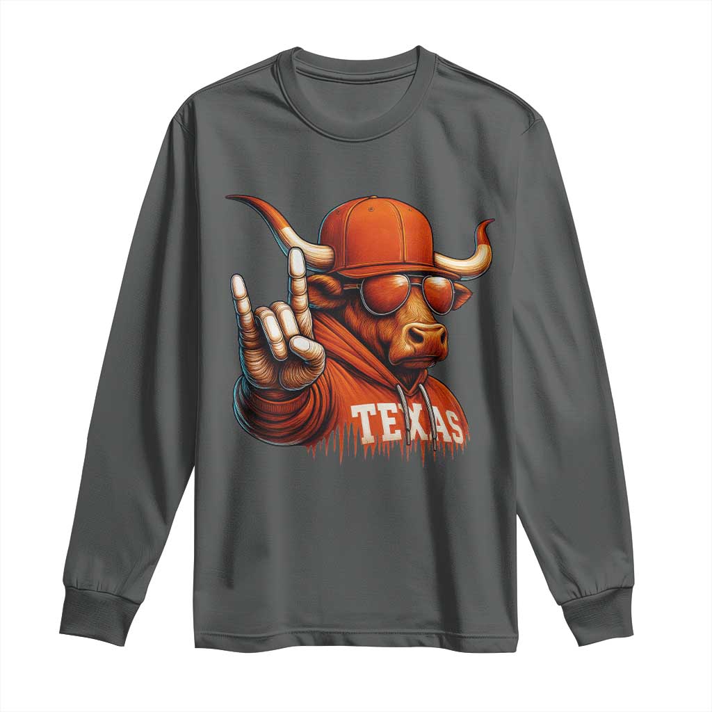 Texas Fan Long Sleeve Shirt Orange Longhorns Cow Texas Pride Sport Lover - Wonder Print Shop