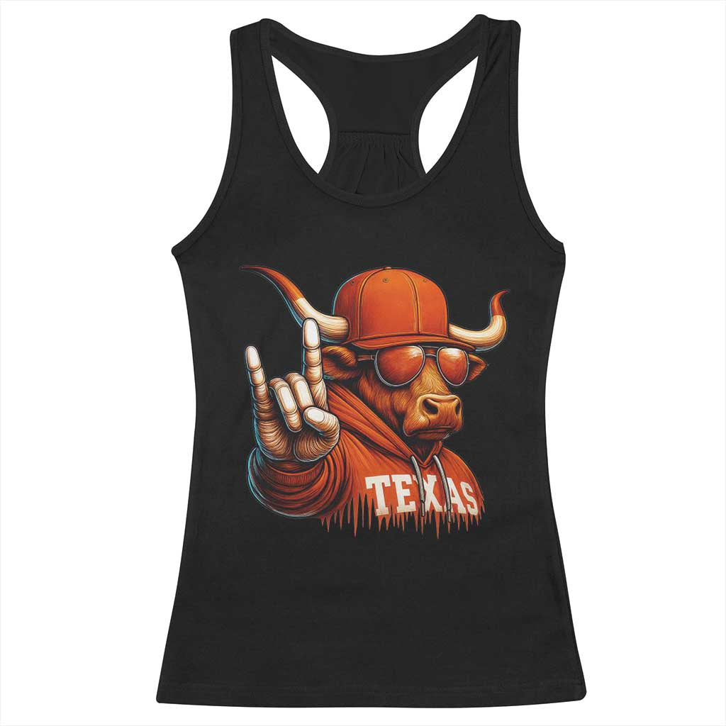 Texas Fan Racerback Tank Top Orange Longhorns Cow Texas Pride Sport Lover - Wonder Print Shop