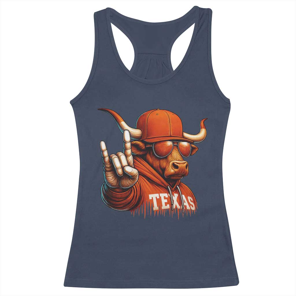 Texas Fan Racerback Tank Top Orange Longhorns Cow Texas Pride Sport Lover - Wonder Print Shop
