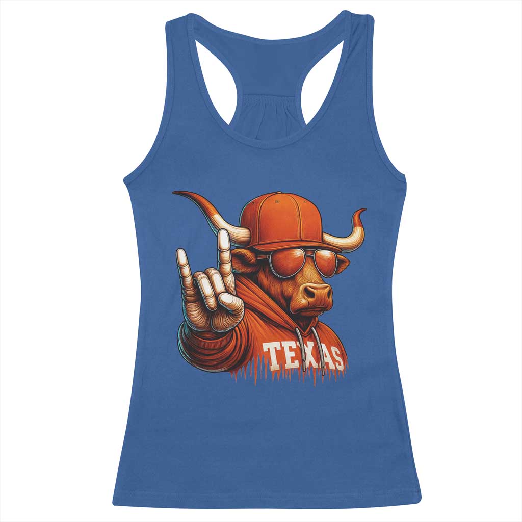 Texas Fan Racerback Tank Top Orange Longhorns Cow Texas Pride Sport Lover - Wonder Print Shop