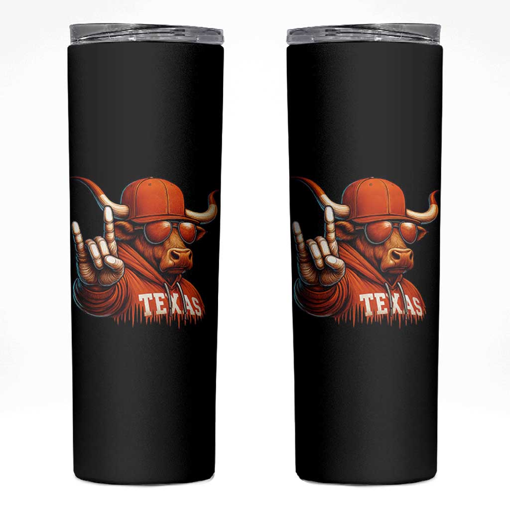 Texas Fan Skinny Tumbler Orange Longhorns Cow Texas Pride Sport Lover - Wonder Print Shop