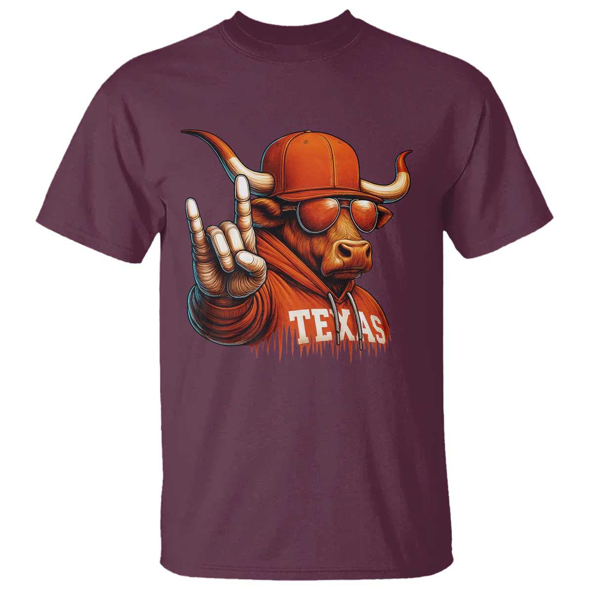 Texas Fan T Shirt Orange Longhorns Cow Texas Pride Sport Lover - Wonder Print Shop