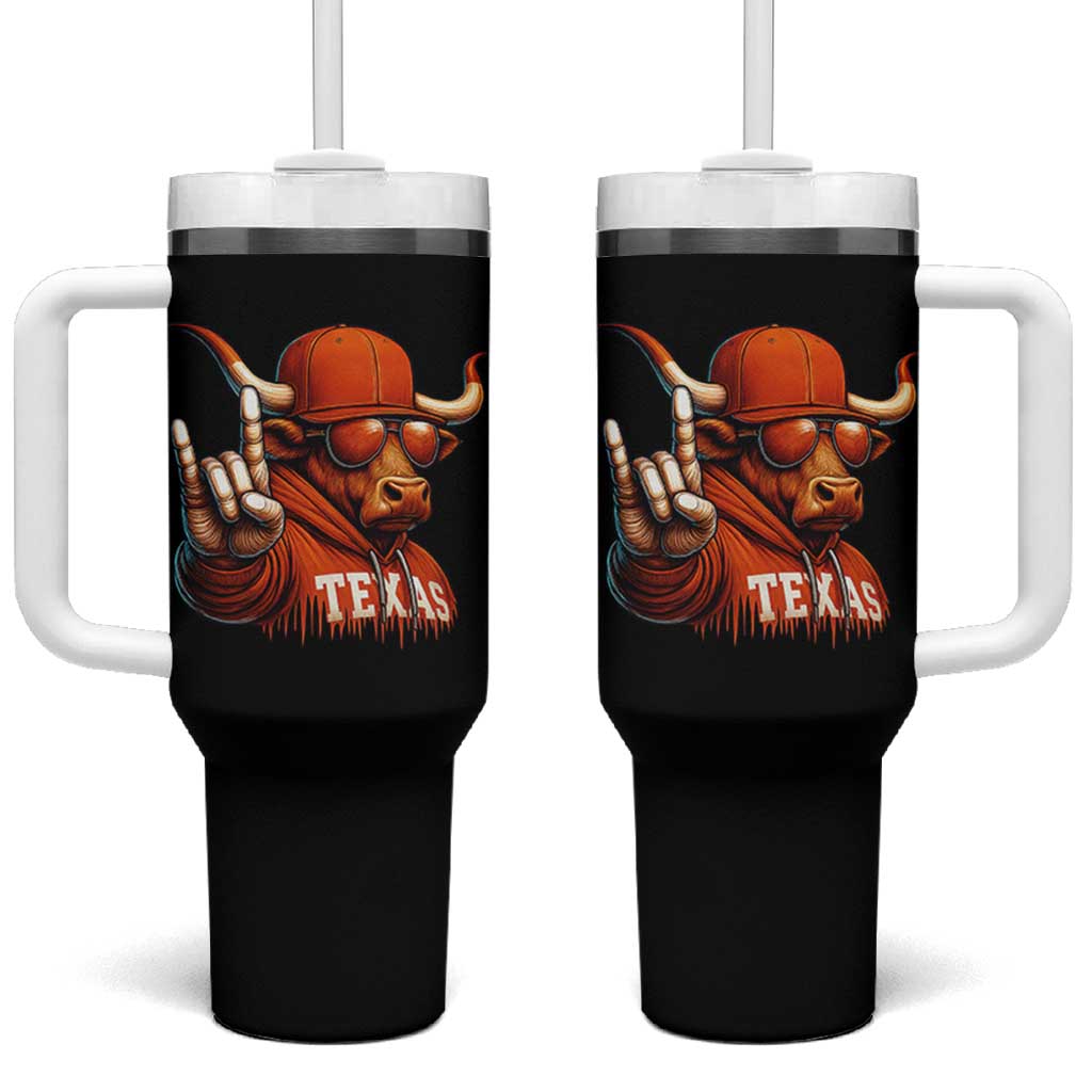 Texas Fan Tumbler With Handle Orange Longhorns Cow Texas Pride Sport Lover - Wonder Print Shop