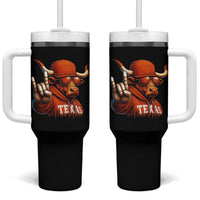 Texas Fan Tumbler With Handle Orange Longhorns Cow Texas Pride Sport Lover - Wonder Print Shop