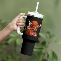 Texas Fan Tumbler With Handle Orange Longhorns Cow Texas Pride Sport Lover - Wonder Print Shop