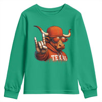 Texas Fan Youth Sweatshirt Orange Longhorns Cow Texas Pride Sport Lover - Wonder Print Shop