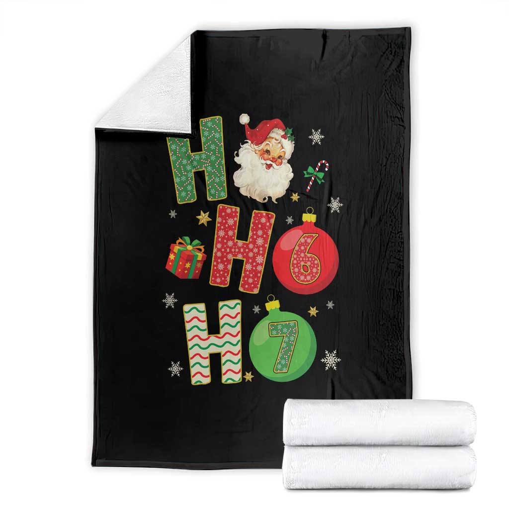 Funny Christmas Santa Ho Ho Ho 67 Throw Blanket Six Seven Meme 6 7 Xmas Bauble - Wonder Print Shop
