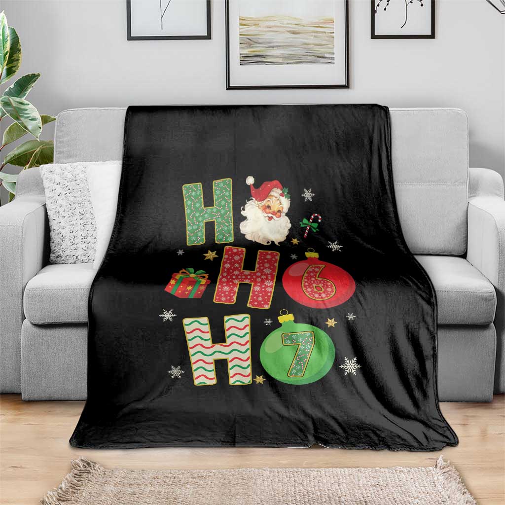 Funny Christmas Santa Ho Ho Ho 67 Throw Blanket Six Seven Meme 6 7 Xmas Bauble - Wonder Print Shop
