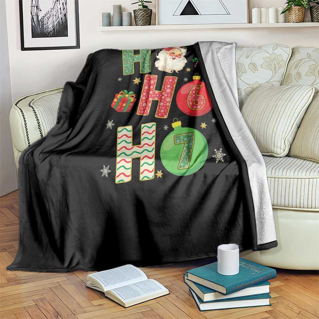 Funny Christmas Santa Ho Ho Ho 67 Throw Blanket Six Seven Meme 6 7 Xmas Bauble - Wonder Print Shop