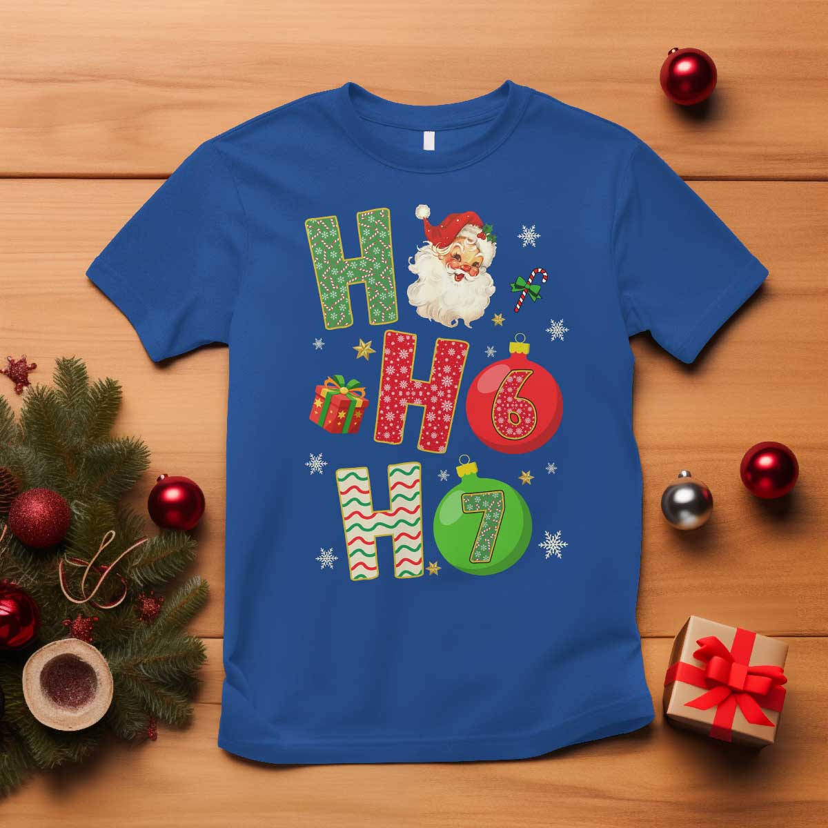 Funny Christmas Santa Ho Ho Ho 67 T Shirt Six Seven Meme 6 7 Xmas Bauble - Wonder Print Shop