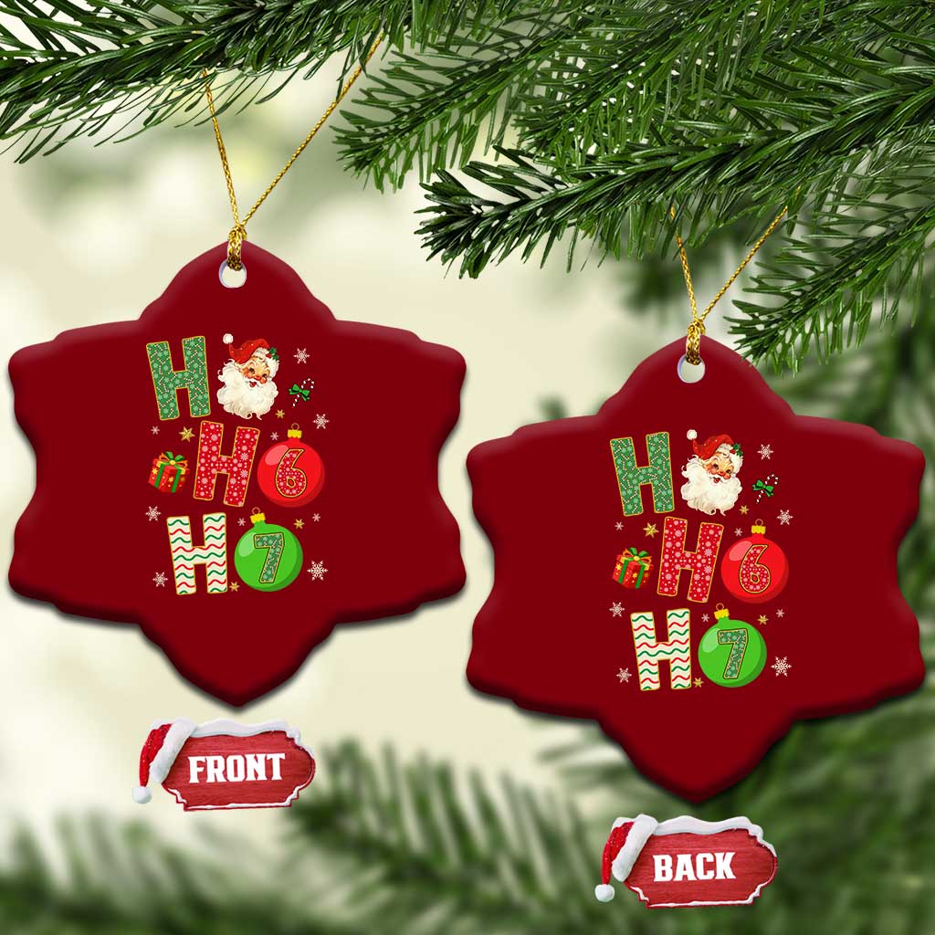 Funny Christmas Santa Ho Ho Ho 67 Ceramic Ornament Six Seven Meme 6 7 Xmas Bauble - Wonder Print Shop