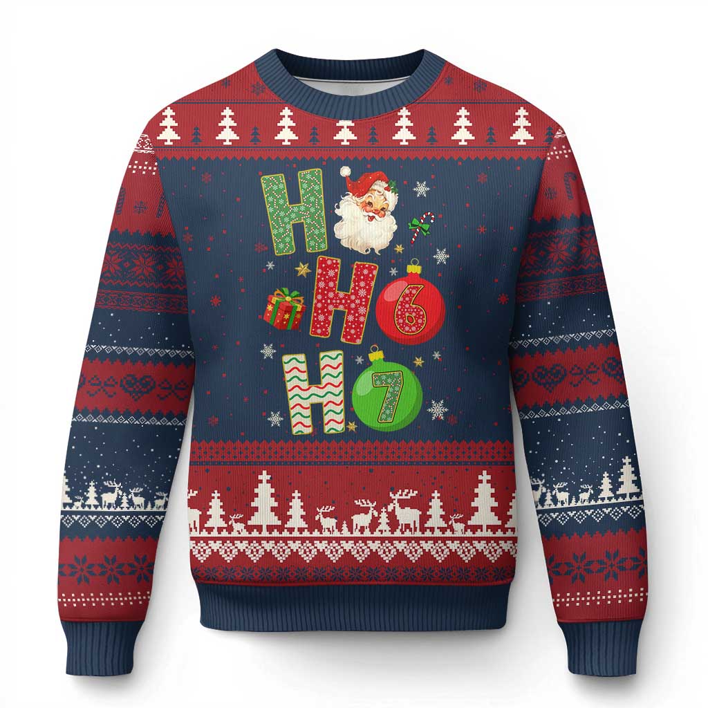 Funny Christmas Santa Ho Ho Ho 67 Ugly Christmas Sweater Six Seven Meme 6 7 Xmas Bauble - Wonder Print Shop