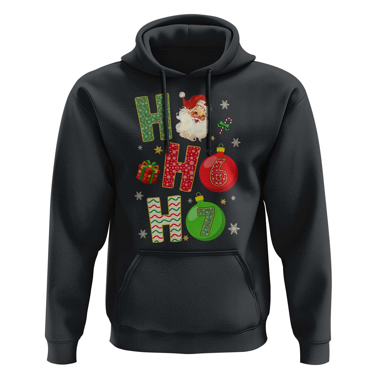 Funny Christmas Santa Ho Ho Ho 67 Hoodie Six Seven Meme 6 7 Xmas Bauble - Wonder Print Shop