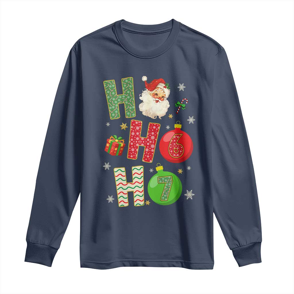 Funny Christmas Santa Ho Ho Ho 67 Long Sleeve Shirt Six Seven Meme 6 7 Xmas Bauble - Wonder Print Shop