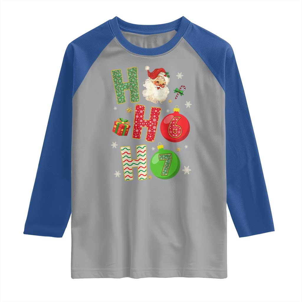 Funny Christmas Santa Ho Ho Ho 67 Raglan Shirt Six Seven Meme 6 7 Xmas Bauble - Wonder Print Shop