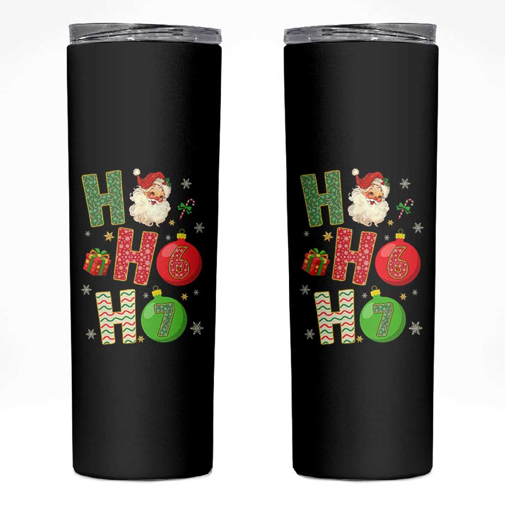 Funny Christmas Santa Ho Ho Ho 67 Skinny Tumbler Six Seven Meme 6 7 Xmas Bauble - Wonder Print Shop