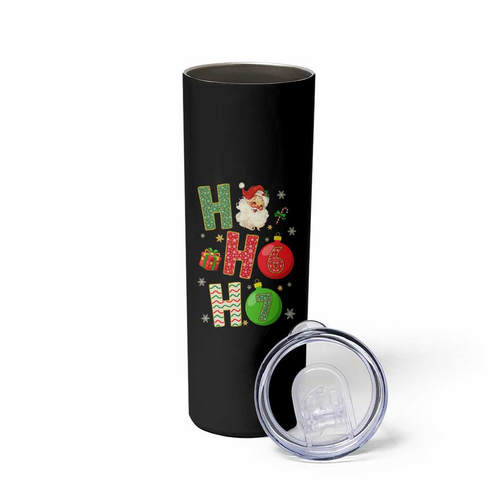 Funny Christmas Santa Ho Ho Ho 67 Skinny Tumbler Six Seven Meme 6 7 Xmas Bauble - Wonder Print Shop